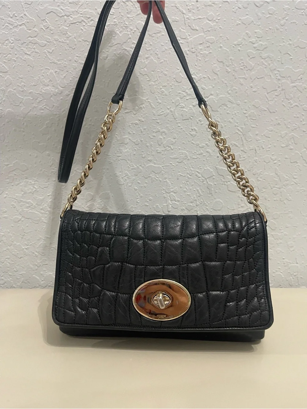 Coach Black Quilted Shoulder Bag with Gold Hardware